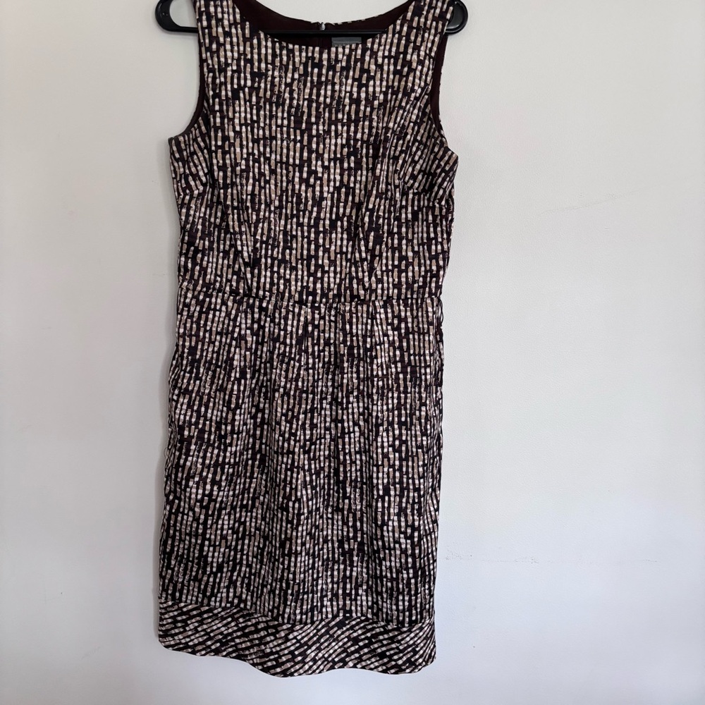 Elegant Brown Black and Tan Patterned Dress